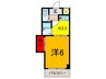 リバーサイド瓢箪山 1Kの間取り