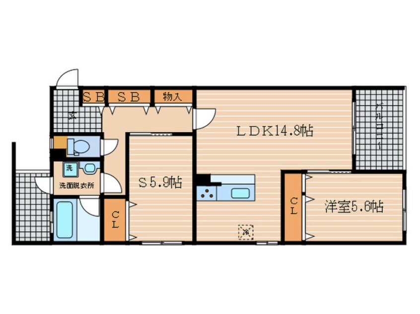 間取図 コンフォールパレ新町二条