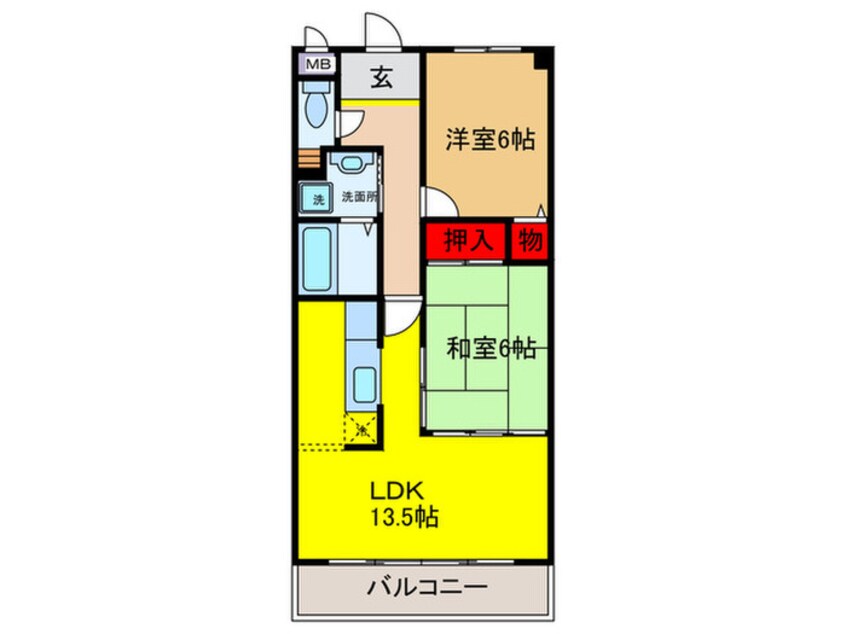 間取図 ベルビュ－長興寺Ⅱ