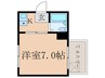 シャンブル深草 1Kの間取り