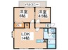 サンパーク北野 2LDKの間取り