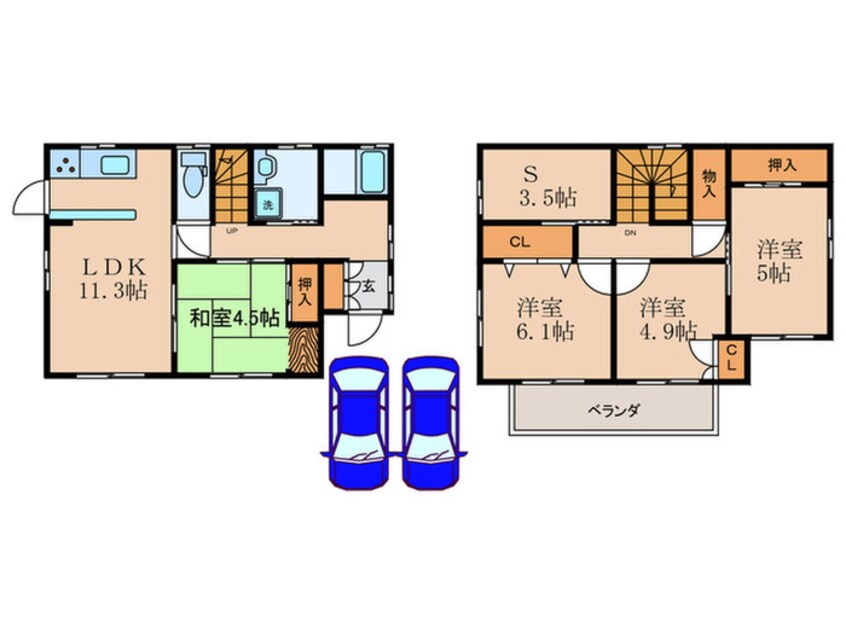 間取図 伊勢田町名木1丁目1-66貸家