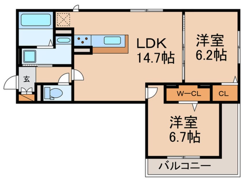 間取図 ＬＥ　ＣＩＥＬ　ＢＬＥＵ