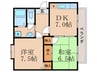 ヴィラフルール西棟 2DKの間取り