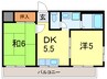 トリヴァンベ－ル門前 2DKの間取り
