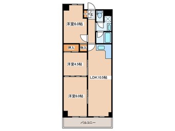 間取図 上本町第２ｶﾞｰﾃﾞﾝﾊｲﾂ(1302)