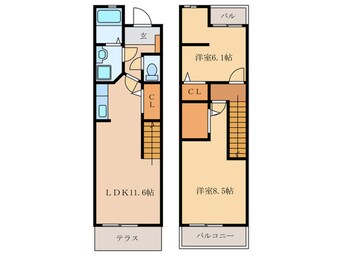 間取図 クレ－ル有瀬