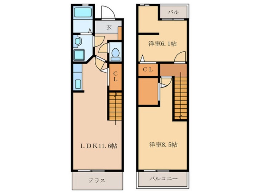 間取図 クレ－ル有瀬