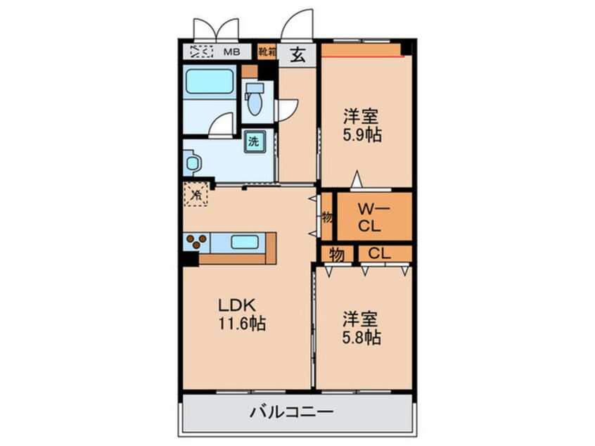 間取図 エスタブレＫ．Ｗ．Ｎ