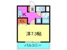 アスティオス湊川 1Kの間取り
