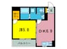 F+style上田２号館 1DKの間取り