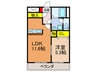 アンプルールフェールオリゾン 1LDKの間取り