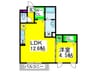 パ－クサイドカ－サ 1LDKの間取り