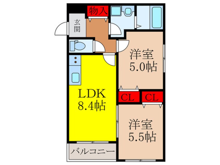 間取図 クレセル利倉東Ⅱ