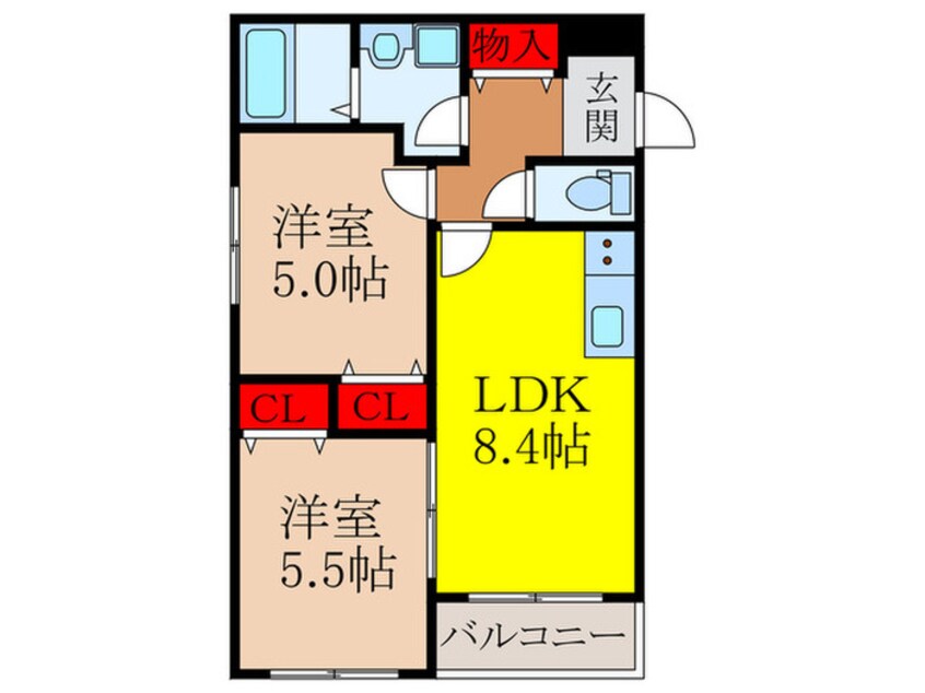 間取図 クレセル利倉東Ⅱ