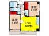 ＩＨＡＲＡマンション 2LDKの間取り