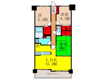 間取図 レックスヒルズ枚岡(506)