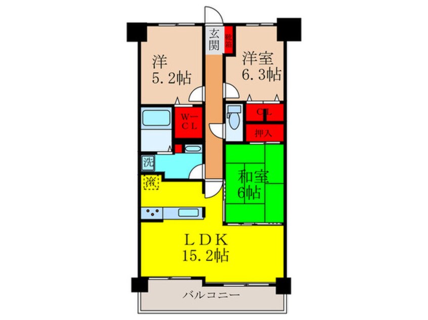 間取図 レックスヒルズ枚岡(506)