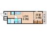 クローバー・シエル長居公園 1LDKの間取り