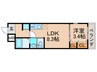 クローバー・シエル長居公園 1LDKの間取り