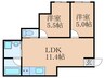 北花山ハイツ 2LDKの間取り
