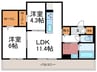 仮)ヌーベル・ヴィ―侍従池 2LDKの間取り