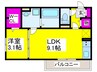 アクシス北野田 1LDKの間取り