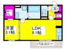 アクシス北野田 1LDKの間取り