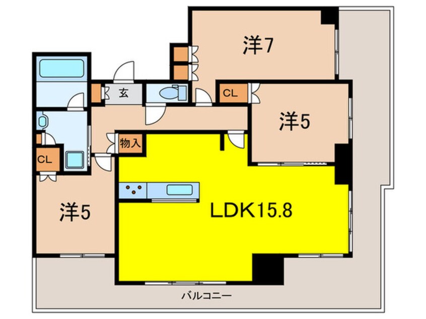 間取図 プラウドタワー住吉(1601)