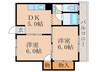 エクセル伏見 2DKの間取り
