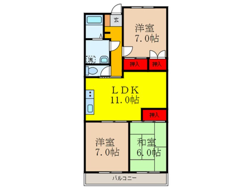 間取図 パステル新堂