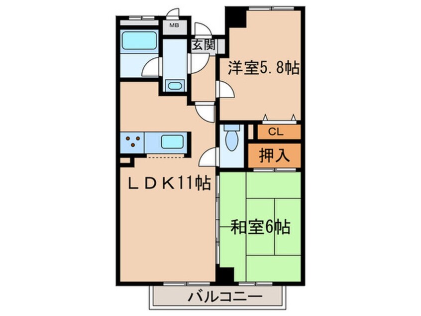 間取図 プレステ－ジフジ忠岡壱番館