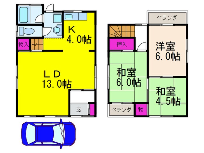 間取り図 芝生1丁目貸家