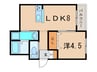 プリーマ甲風園 1LDKの間取り