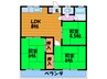 シャト－松原　Ａ棟 3LDKの間取り