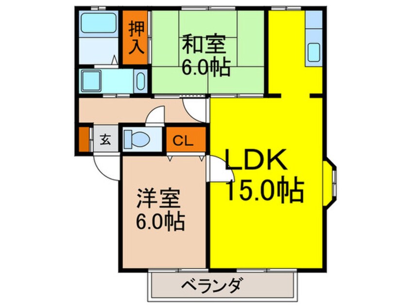 間取図 ｸﾞﾘ-ﾝﾊｲﾂ万博公園Ⅱ