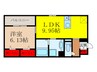 ピアレス綾羽 1LDKの間取り