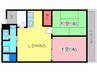 宏栄ハイツ 2LDKの間取り