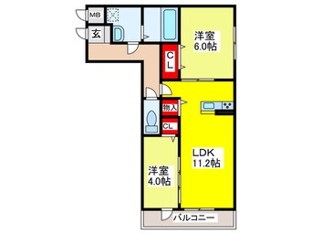 間取図 仮）D-room八尾市弓削町南2丁目