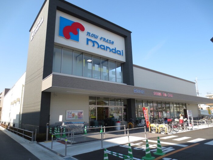 万代(スーパー)まで85m カーソル高井田