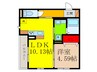エトワールウエスト 1LDKの間取り