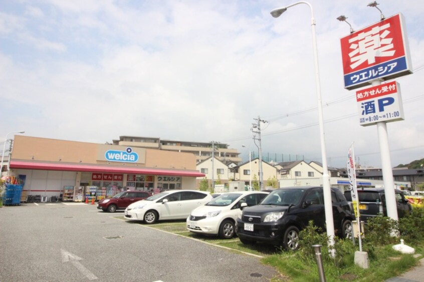 ウェルシア愛宕山店(ドラッグストア)まで316m 門戸岡田町貸家D棟