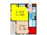 ヴィリダーリウム上山手 1LDKの間取り