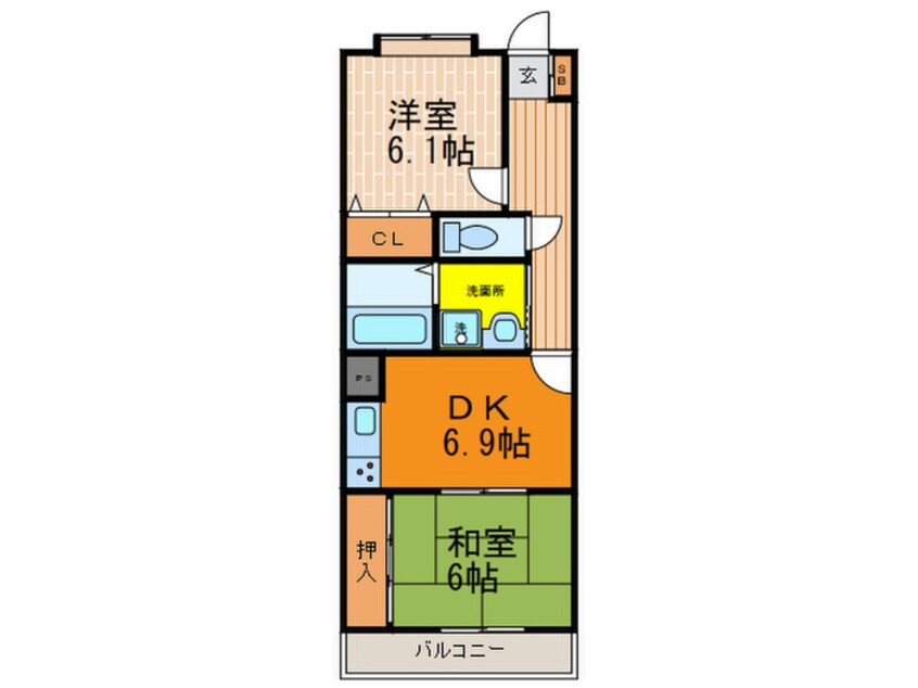 間取図 ツイン大開1号館(1105)