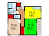 リバーサイド秋桜 2DKの間取り
