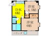 石部ハイツ 2DKの間取り