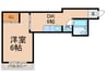 リバーハイツコーチⅡ 1DKの間取り