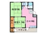 綾園ハイツ 2DKの間取り