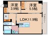 GRAND LATTICE 河原町七条 北棟 2LDKの間取り