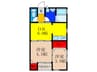 ハーベスト片桐 2DKの間取り
